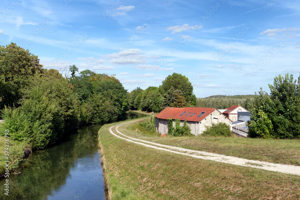 Ourcq canal in Lisy-sur-Oucq village