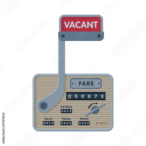 Taximeter Device Calculating Equipment, Taxicab Counter Measurement Appliance Vector Illustration on White Background