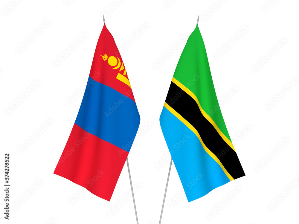 Tanzania and Mongolia flags Tanzania and Mongolia flags