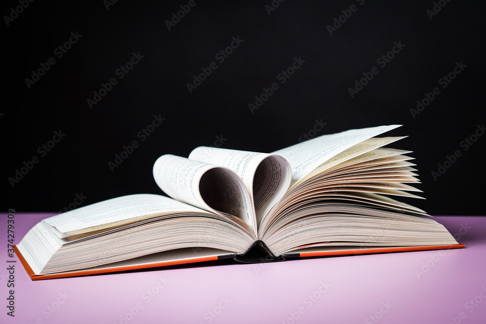 Fototapeta premium Collection books on black background.