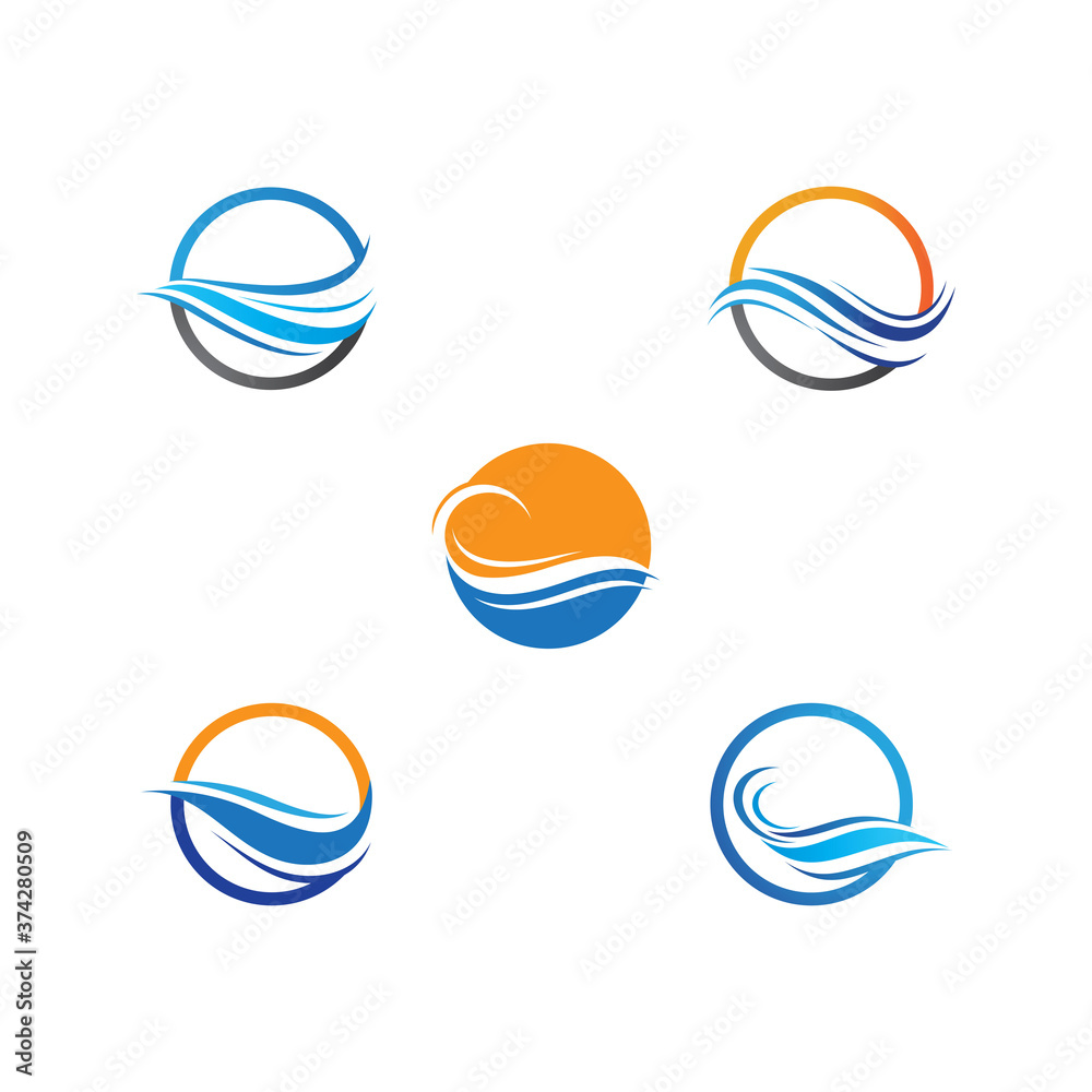 Set of Water wave logo icon illustration
