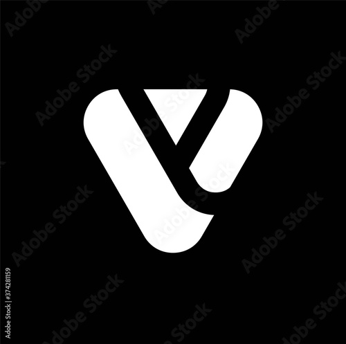 letter y rounded triangle shape icon logo white