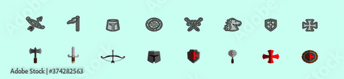 a set of various templar knight icon design templates. vector illustration