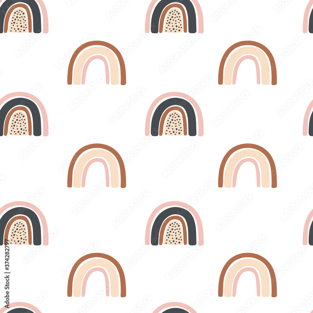 Seamless pattern with rainbow on a white background. Kids print. Vector Seamless pattern with rainbow on a white background. Kids print. Vector