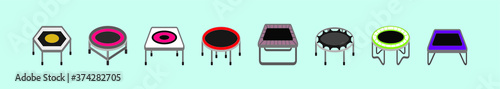 set various of trampoline cartoon icon design templates. vector illustration