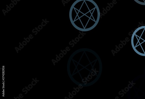 Dark Gray vector background with occult symbols.