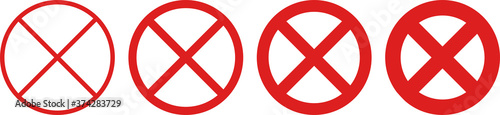 Set of prohibited simple red sign icon