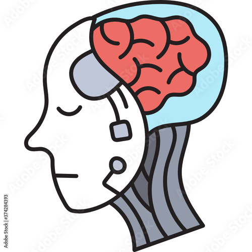 Logo AI, interface homme machine, cerveau