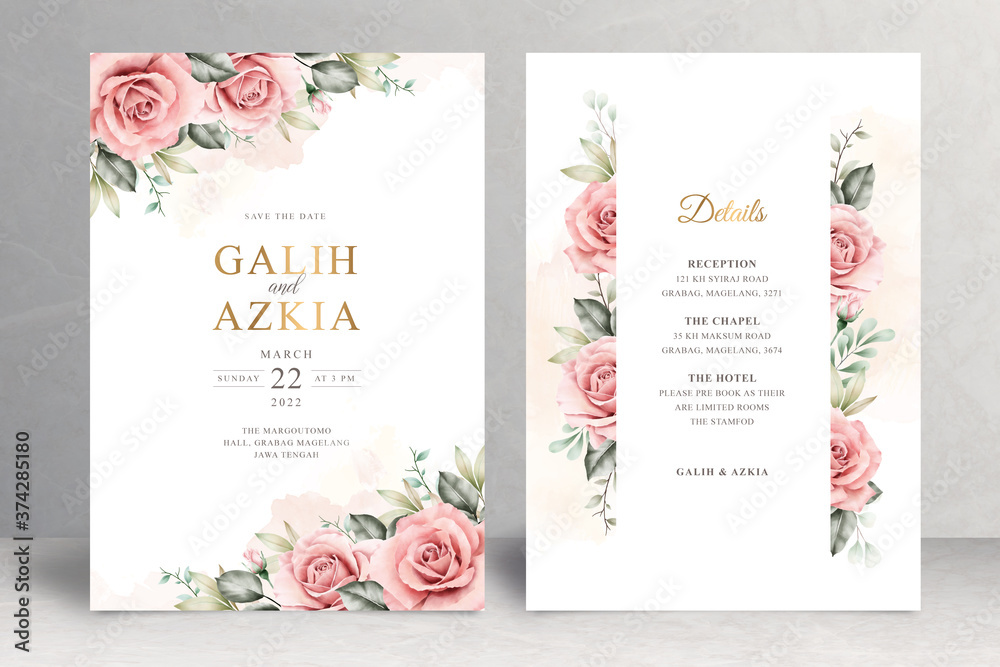 Beautiful floral wedding card theme Stock Vector | Adobe Stock
