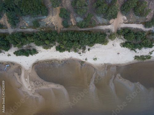 Coastline, sandy beach, dunes and shallows Lake Peipsi, Estonia, drone photo photo