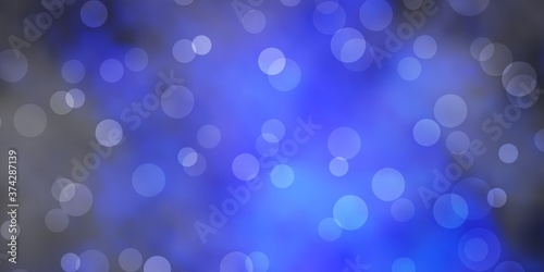 Dark BLUE vector background with circles. Abstract illustration with colorful spots in nature style. Pattern for business ads.