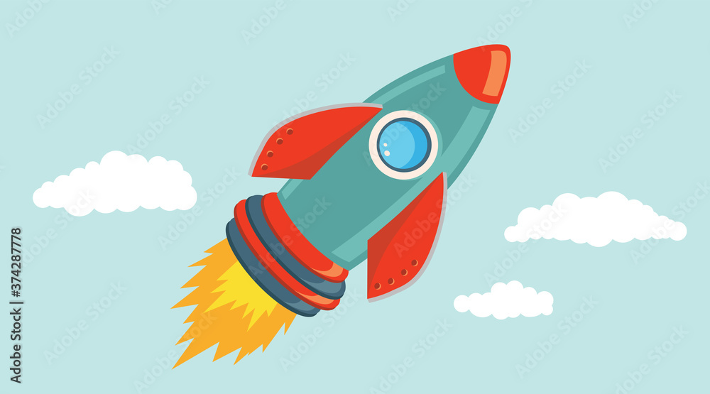 Rocket spaceship, isolated vector illustration. 