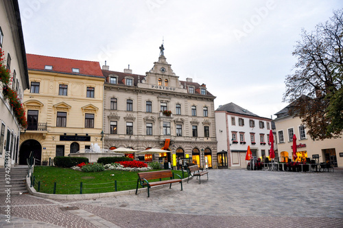 A square in Mödling - a town and capital of the Austrian district of the same name located approximately 14 km south of Vienna.