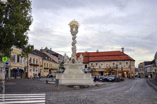 Marian and Holy Trinity column or The Plague Column (German: Pestsäule) in Mödling - a town and capital of the Austrian district of the same name located approximately 14 km south of Vienna.