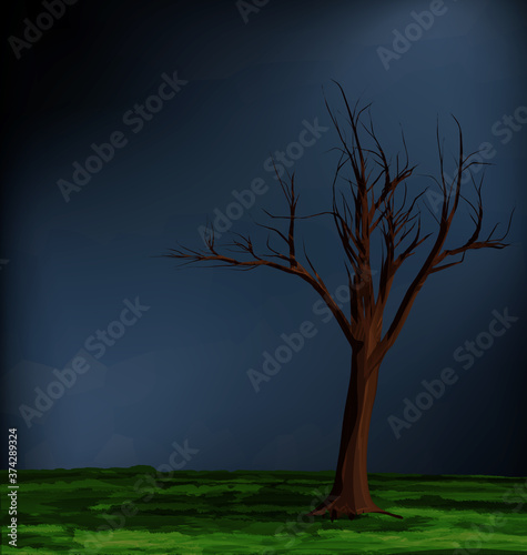 abstract landscape with tree and storm