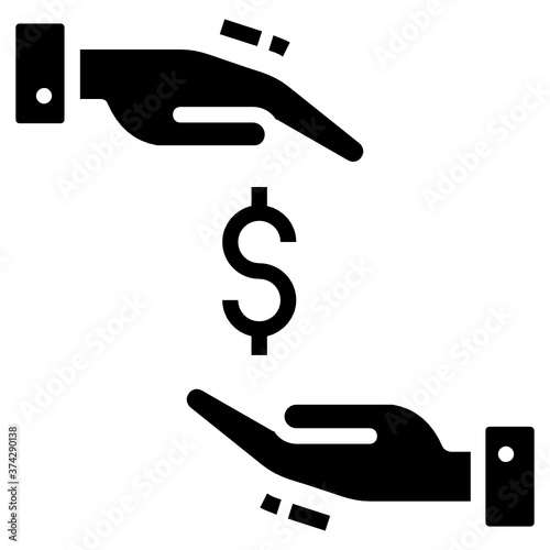 
Hands holding dollar, financial safety icon in filled style 
