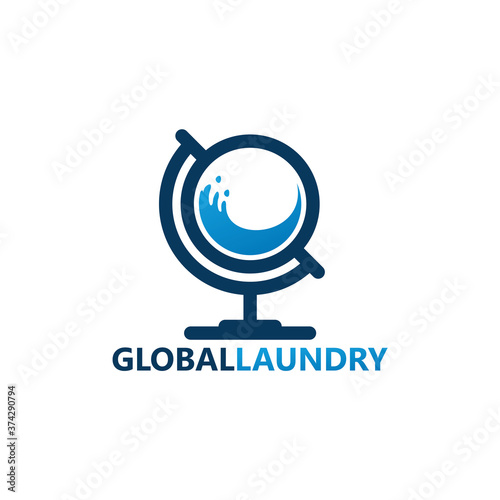 Global Laundry Logo Template Design Vector