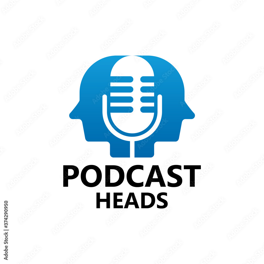Podcast heads Logo Template Design Vector Podcast heads Logo Template Design Vector