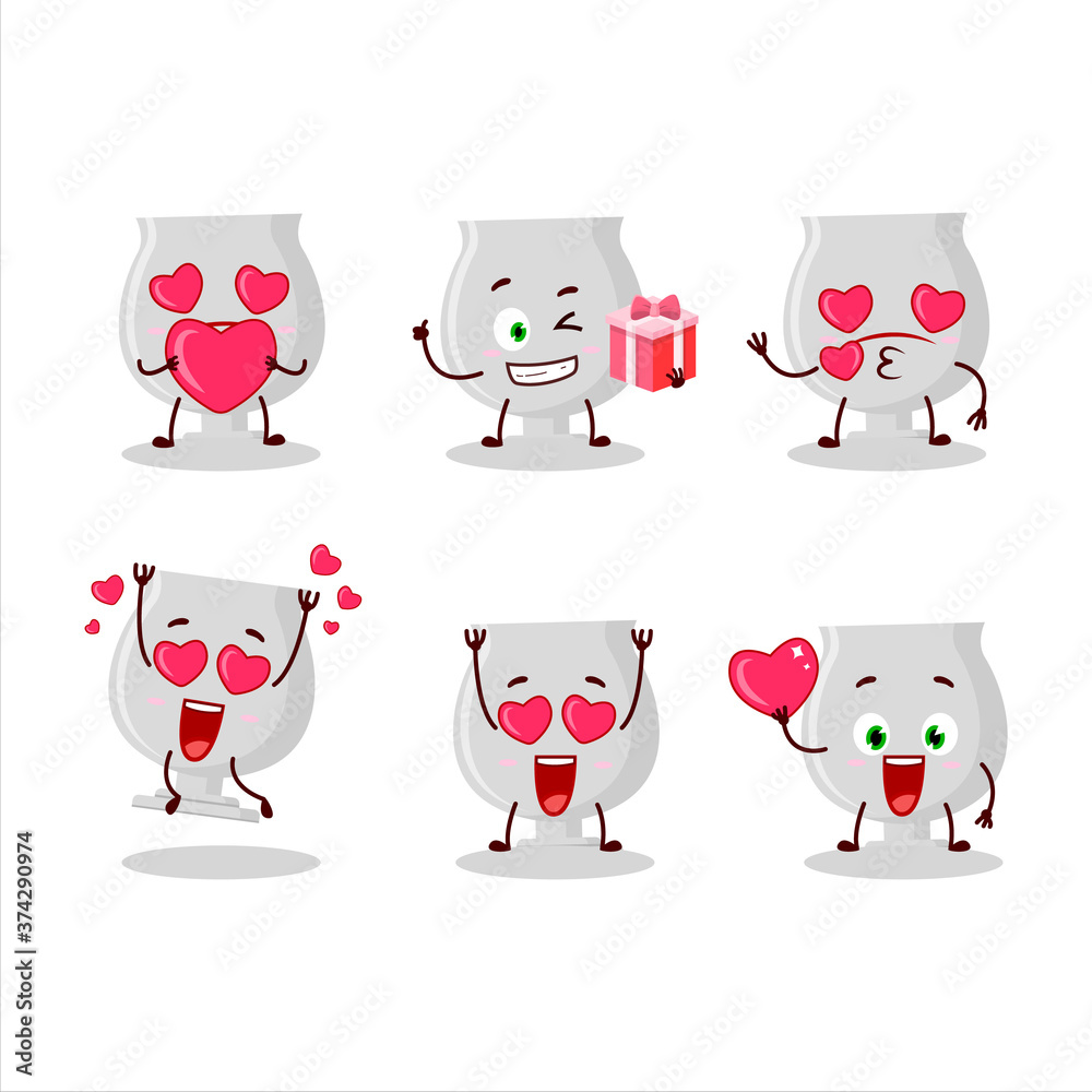 Silver trophy cartoon character with love cute emoticon