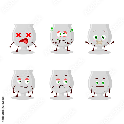 Silver trophy cartoon character with nope expression