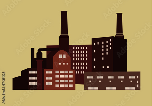 vector illustration of industrial factory, Industrial or factory landscape