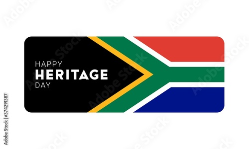 Happy Heritage Day - 24 September - horizontal banner template with the South African flag and text isolated on white. South African public holiday