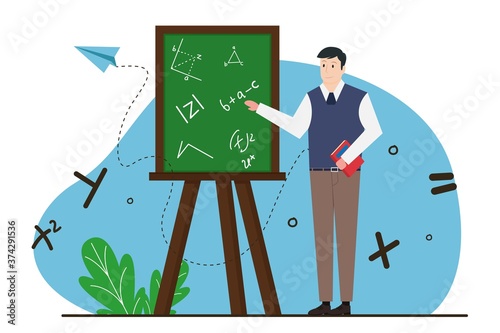 Happy teacher's day poster background concept. World teachers day flat vector banner template, Greeting card, postcard, poster design layout.