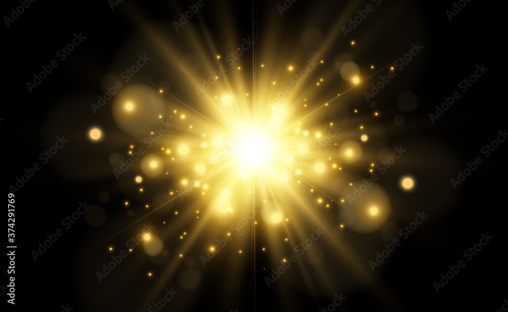 Bright beautiful star.Vector illustration of a light effect on a transparent background. Bright beautiful star.Vector illustration of a light effect on a transparent background.