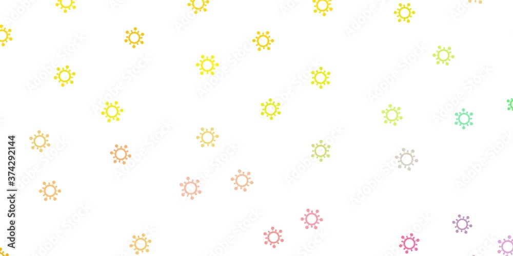 Light green, red vector background with covid-19 symbols. Light green, red vector background with covid-19 symbols.