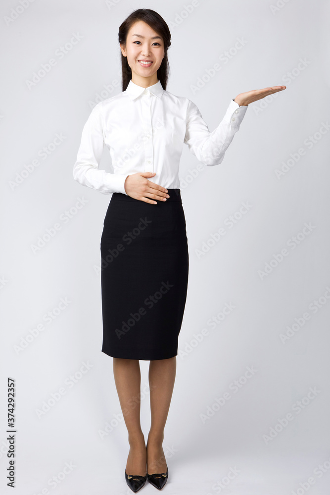 businesswoman pointing hand on white background businesswoman pointing hand on white background