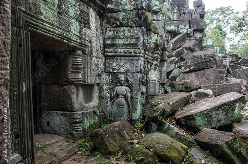 Ruins of Angkor Wat  ancient Khmer Empire  Siem Reap in Cambodia