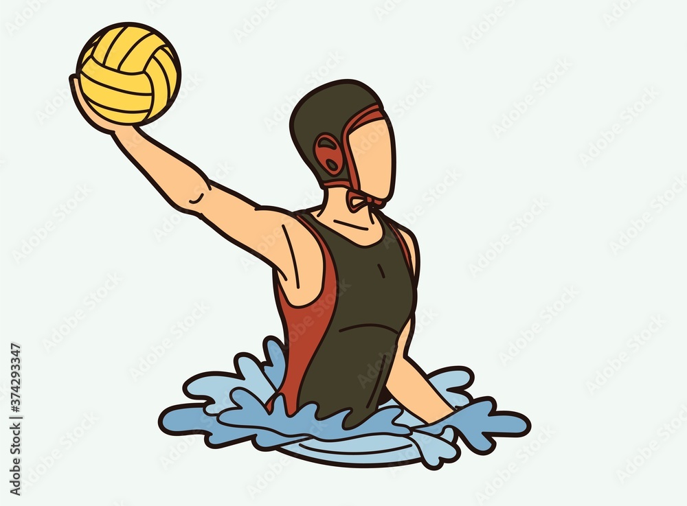 Fototapeta premium Water Polo player cartoon graphic vector