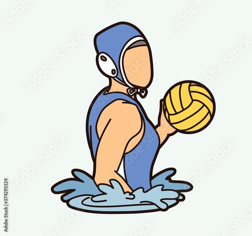 Water Polo player cartoon graphic vector