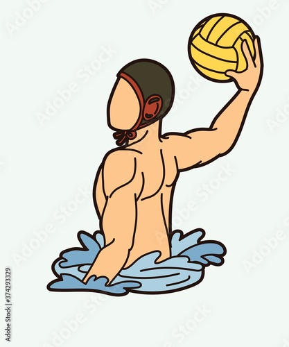 Water Polo player cartoon graphic vector