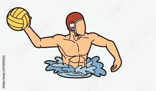 Water Polo player cartoon graphic vector