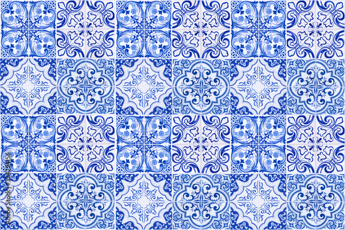 Vintage ceramic tiles wall decoration.Turkish ceramic tiles wall background