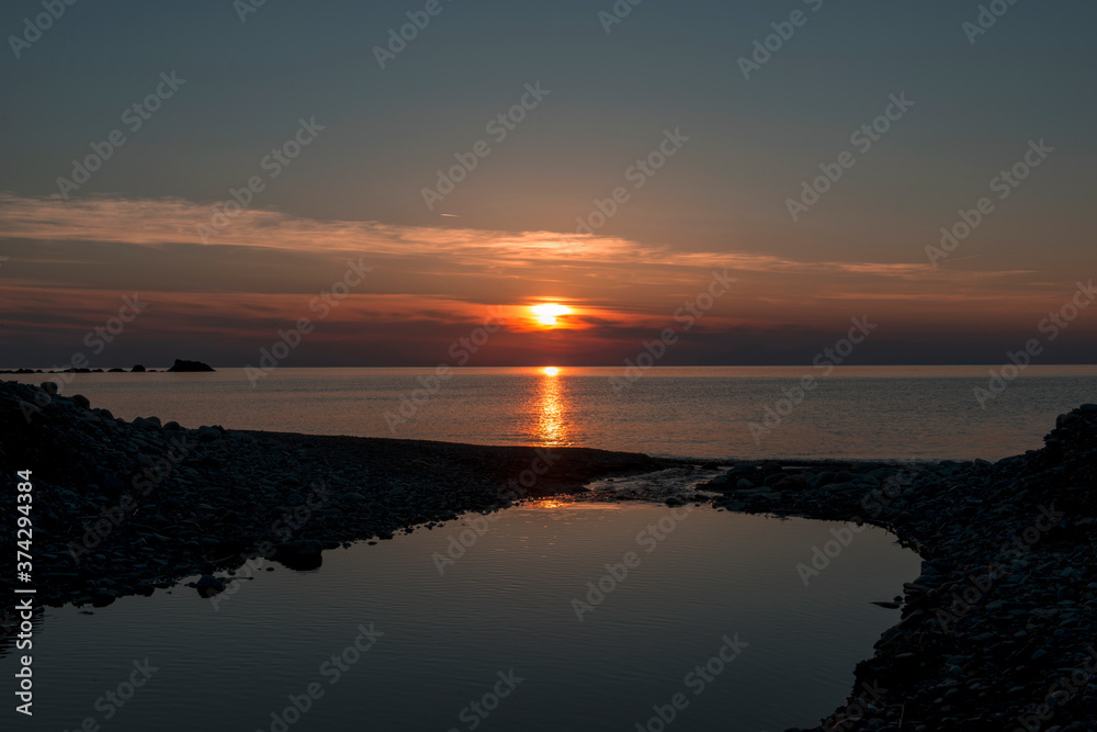 
Sunset view from the sea. Gökçeada, Çanakkale Turkey