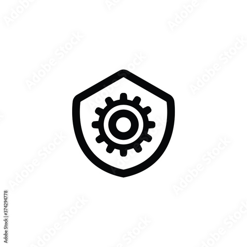 Gear shield icon vector isolated on white