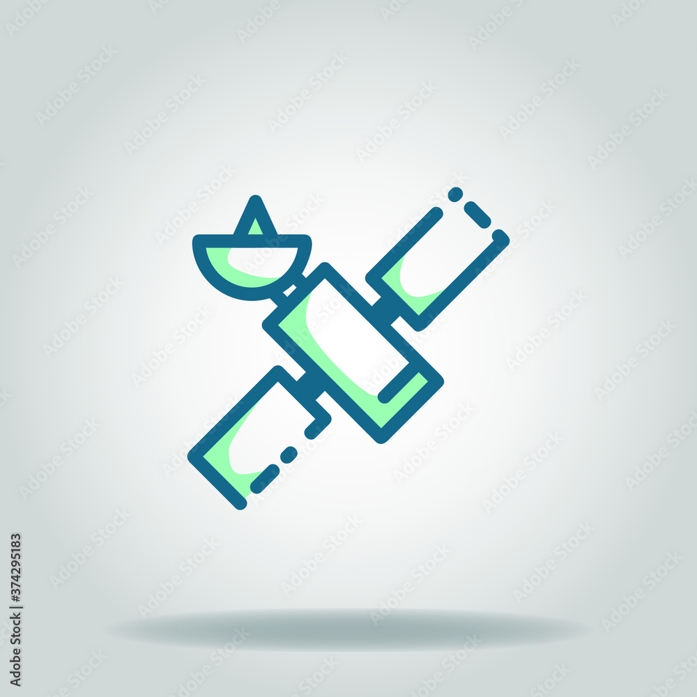Logo or symbol of satellite icon with twotone blue color style
Logo or symbol of satellite icon with twotone blue color style
