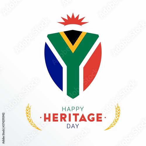Happy Heritage Day - 24 September - square vector banner template with the South African flaf on light background. Celebrating and honoring African culture and traditions photo