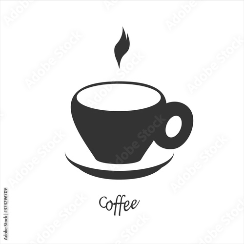 Cup of coffee, Icon in flat graphic style 