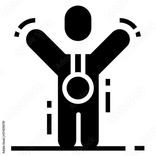 
Winner wearing medal, editable icon of gold medalist 
