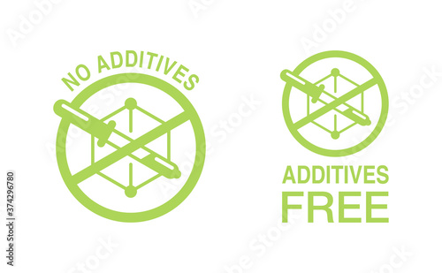 No additives sign - crossed out eyedropper with harmful preservatives liquid inside - isolated vector icon for healthy food and cosmetics products packaging 