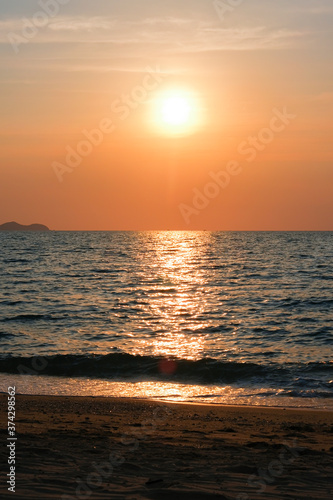 Beautiful sunset over the ocean. Seascape view. Nature concept  nature background. Travel concept  travelling.