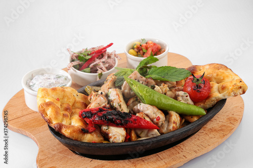 chicken saute white background portion for restaurant and cafe