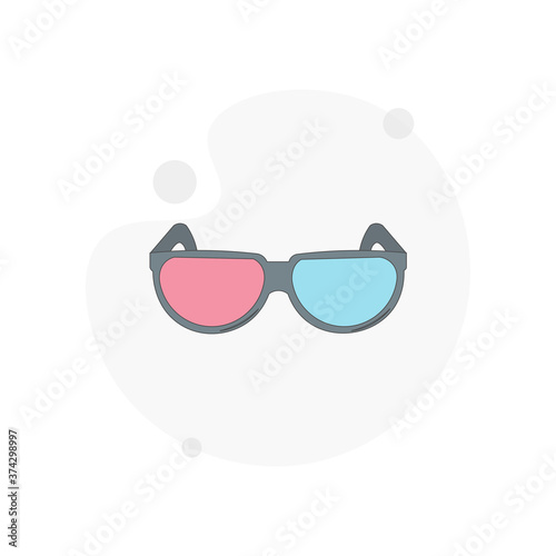 3d movie glasses isolated vector flat illustration on white
