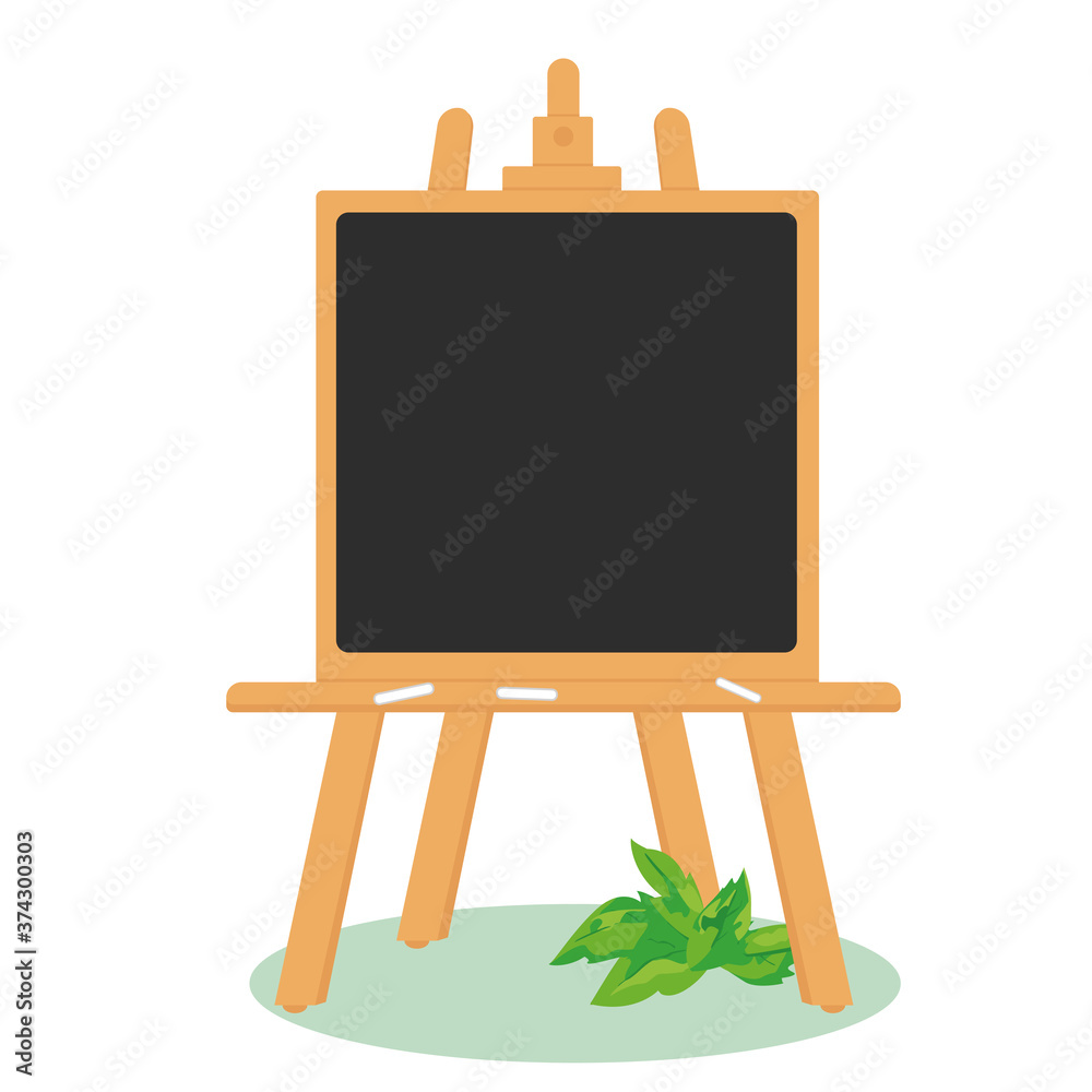 Wooden easel with chalk Board without background