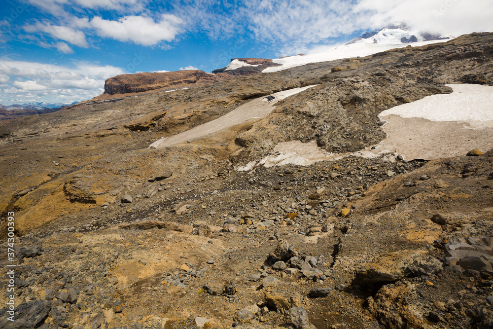 General view of Tronador Mountain of the Southern Andes and Alerce and Castano Overa glaciers