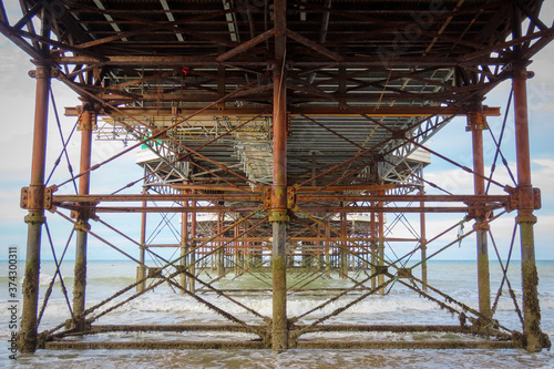 old rusty metal construction of a pier