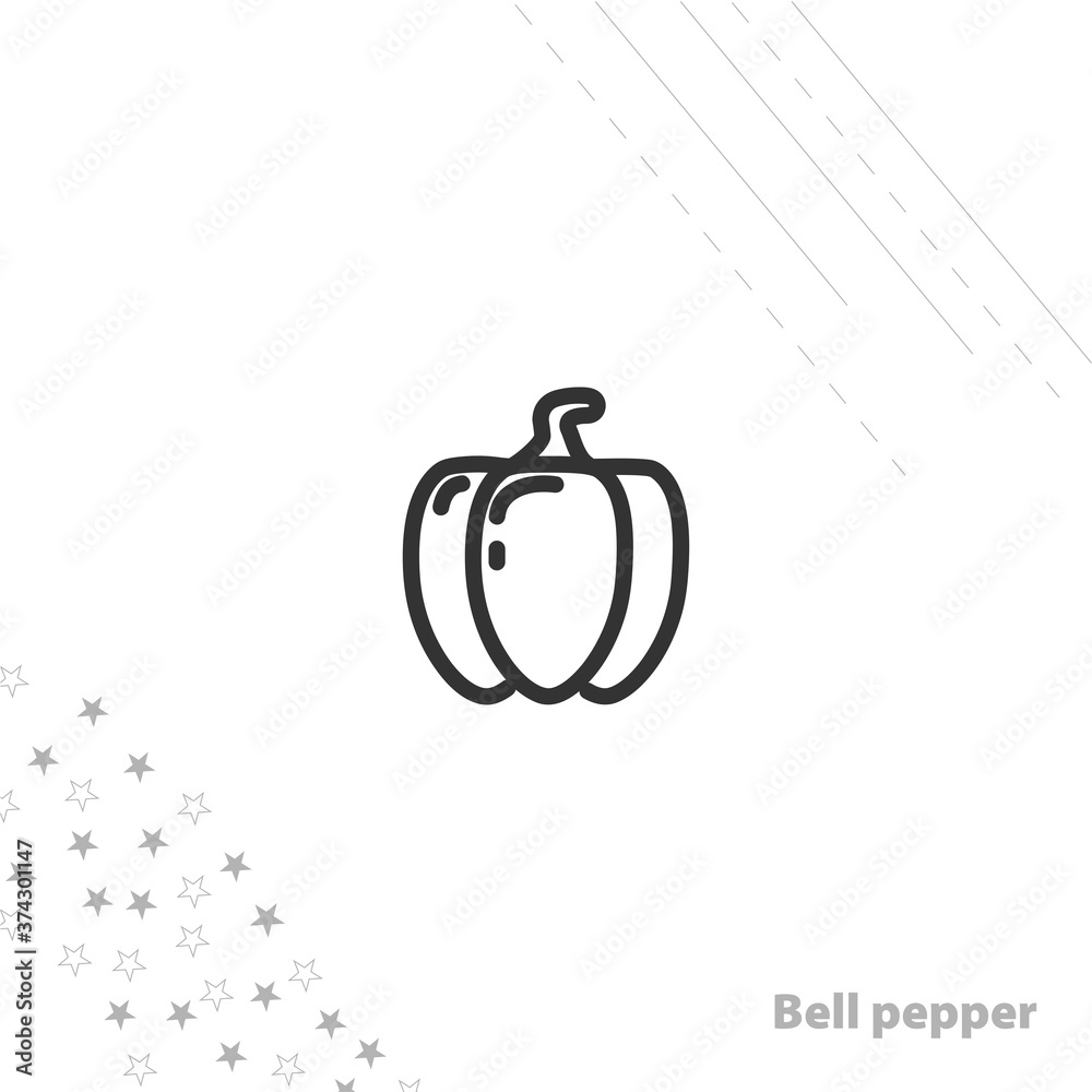 Fototapeta premium Bell pepper isolated line icon for web and mobile